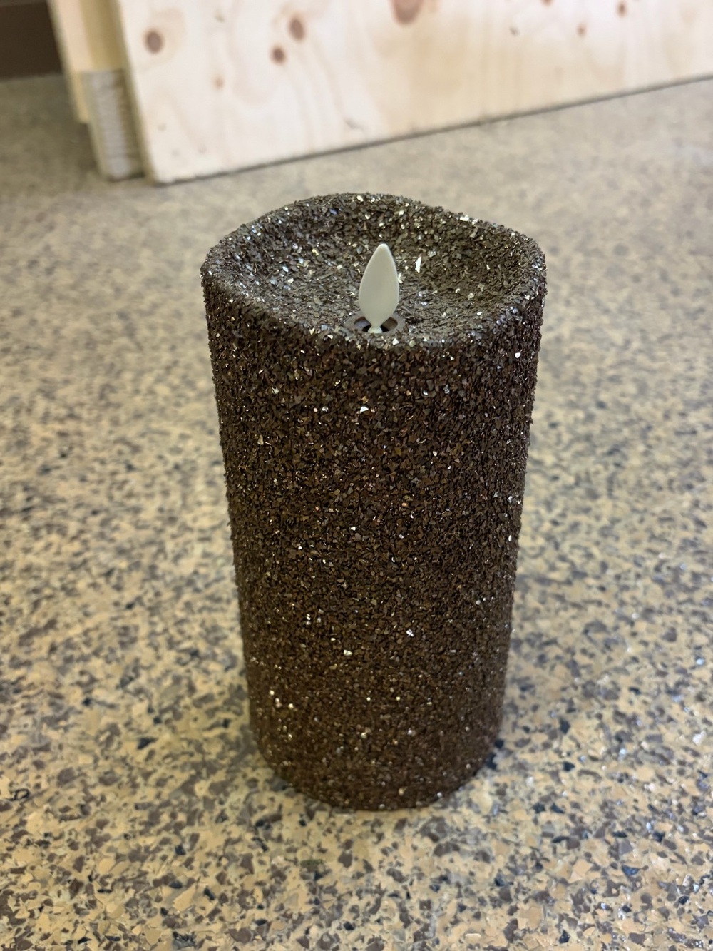 Luminara Glitter Flameless Moving Flame Pillar Candle